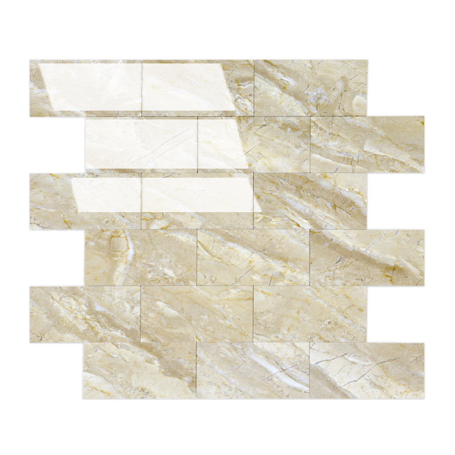 Polished Beige peel and stick backsplash tiles