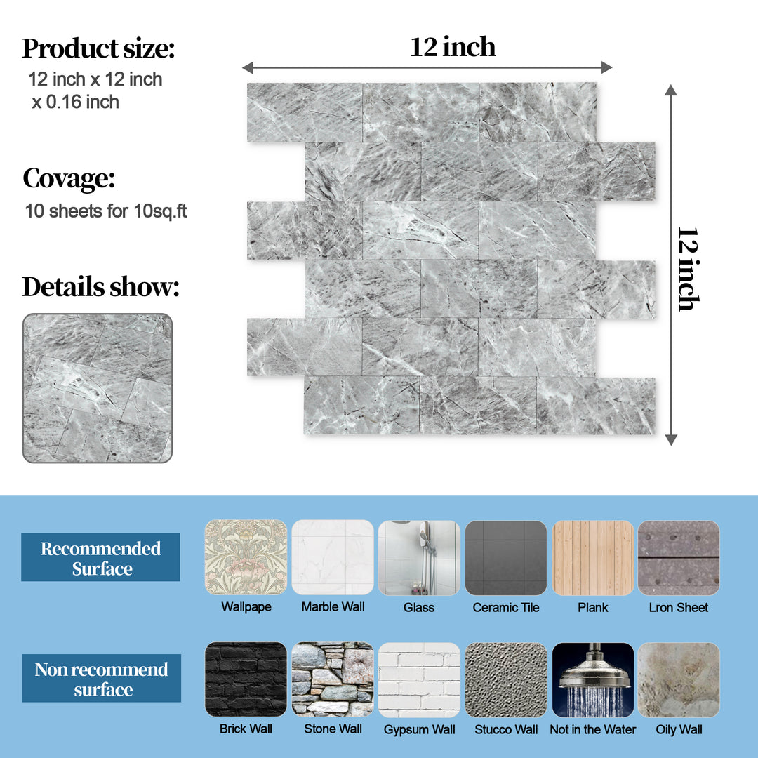 Self-adhesive tile size