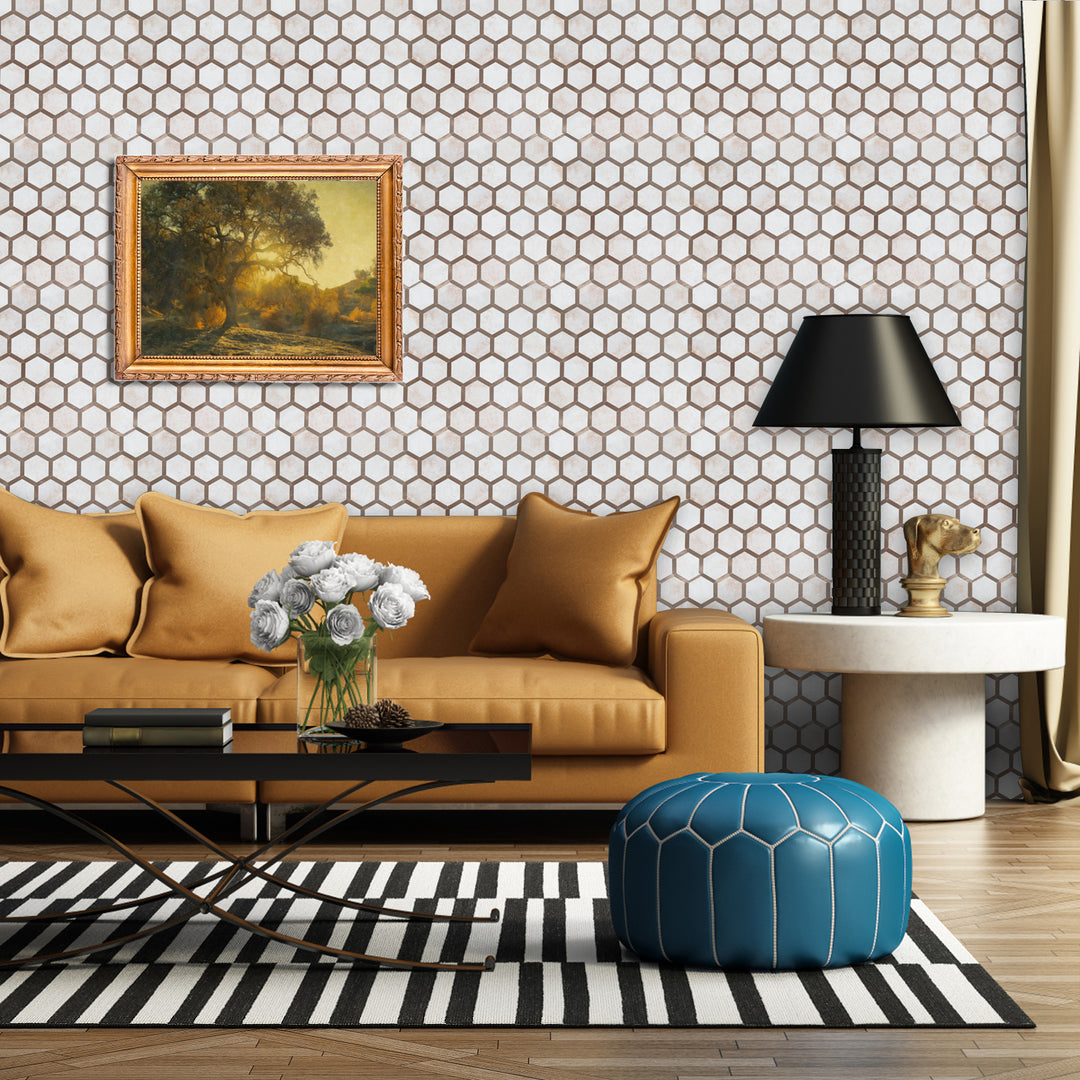 hexagon peel and stick backsplash for living room