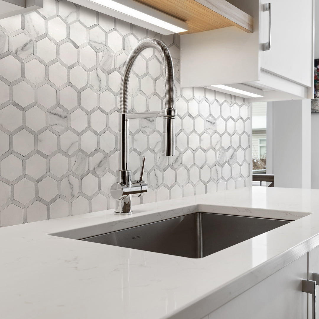 hexagon metal tile backsplash stick on kitchen