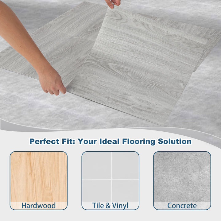 Stickable flooring tiles