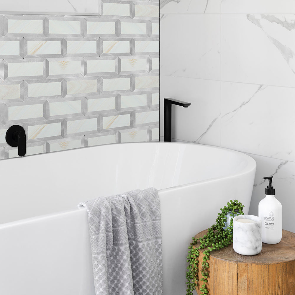 stone metal backsplash tile for bathroom
