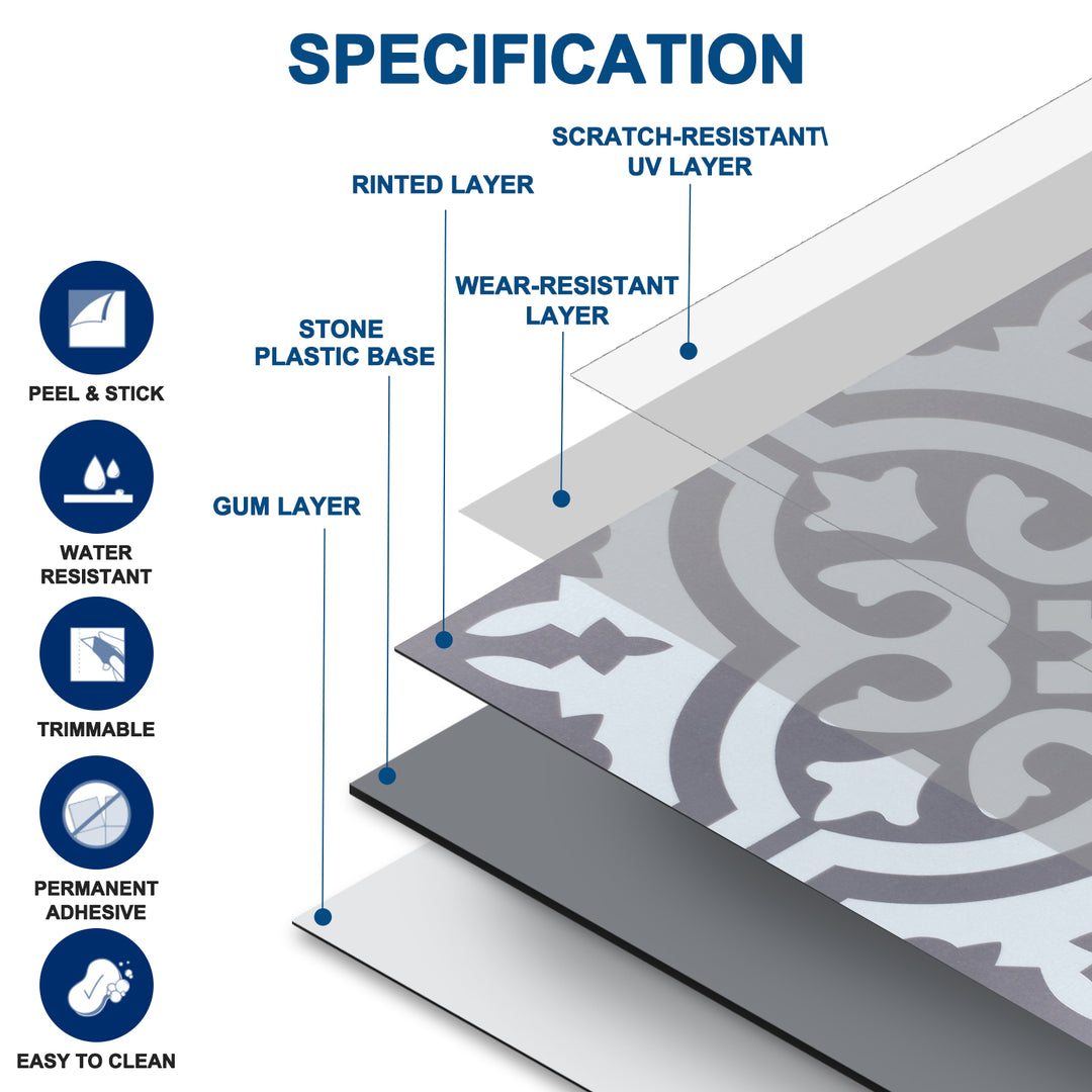 peel and stick floor tile specification