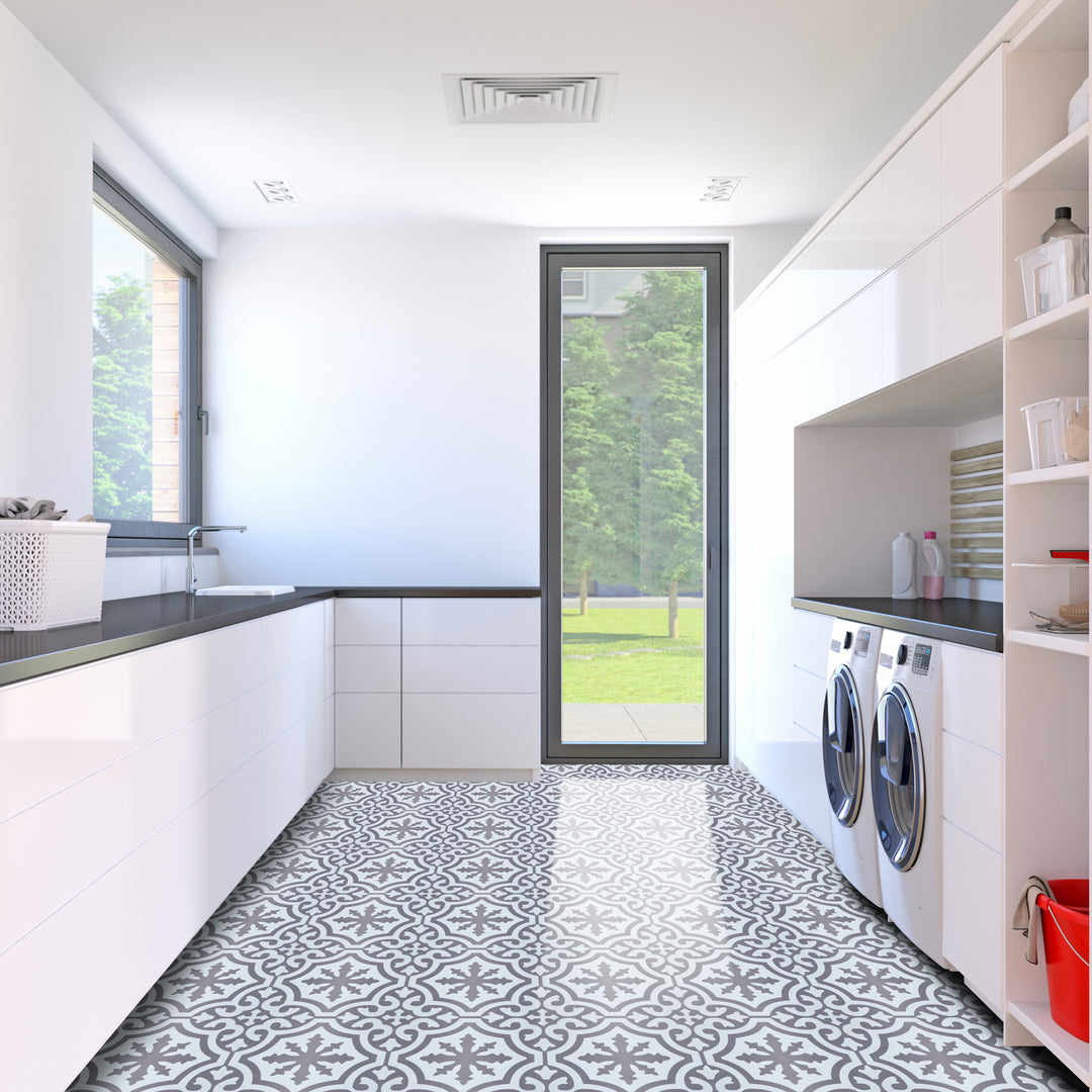 peel and stick floor tile for laundry room