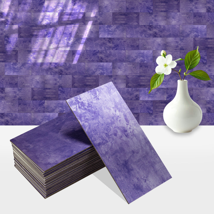 Royal Purple Peel and Stick Backsplash Brick Subway Tile