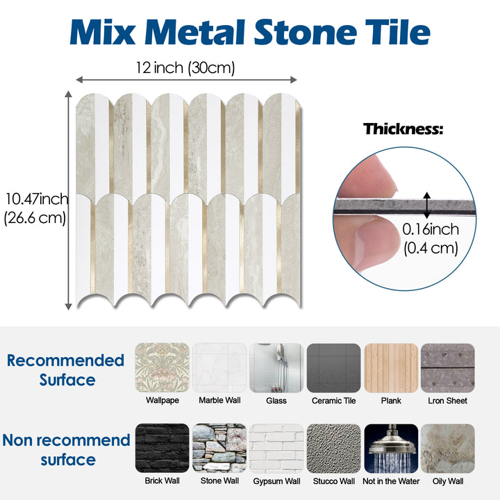 mix metal stone tile