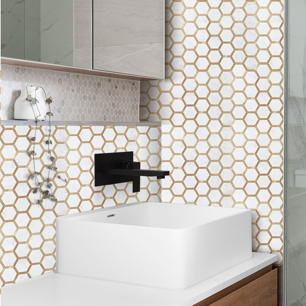 peel and stick hexagon tile for bathroom