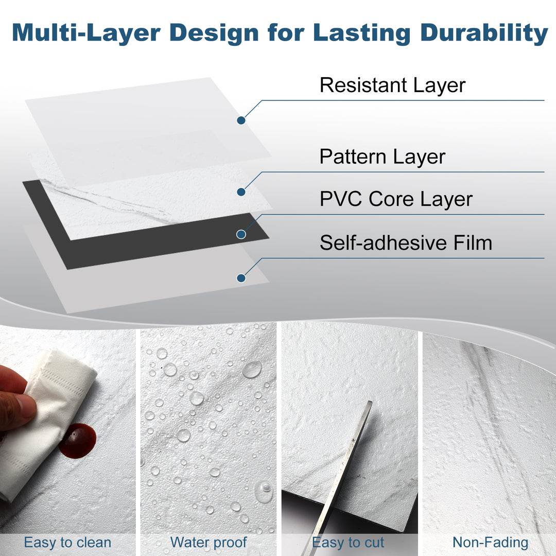 Structure breakdown of adhesive flooring tiles