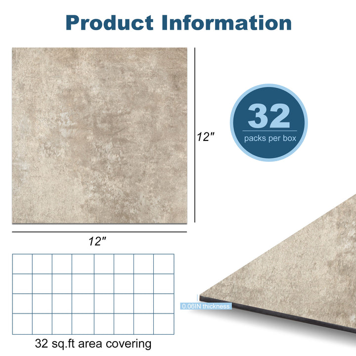 Size specifications of peel-and-stick tiles