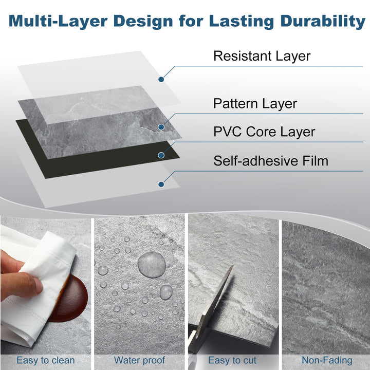 Cross-sectional diagram of self-adhesive tiles