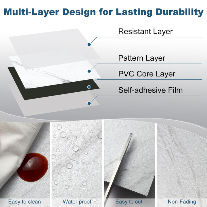 Peel-and-stick floor tile structure chart