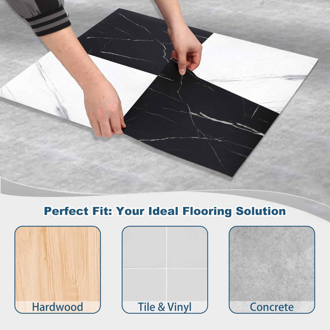 Stickable flooring tiles