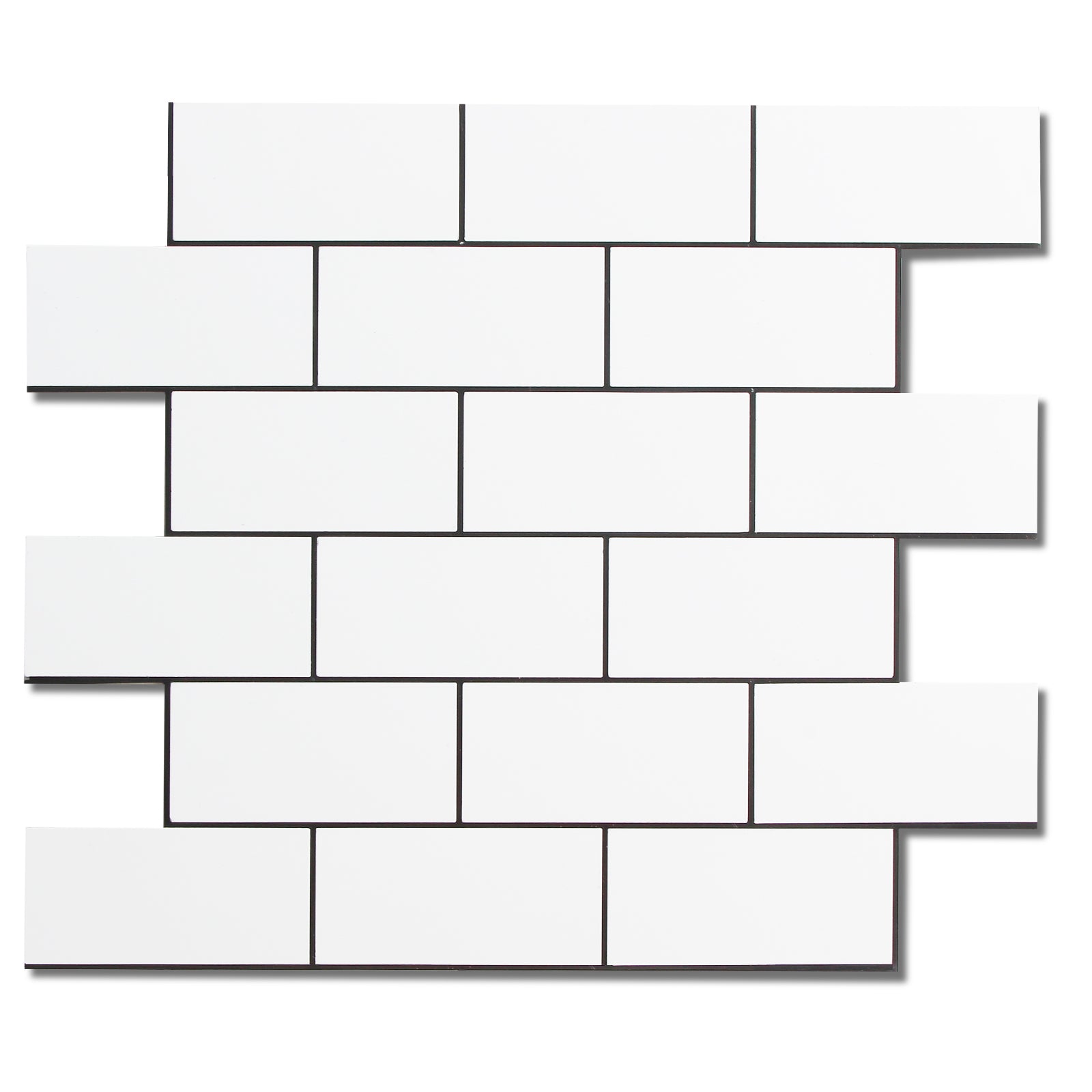 10 sq.ft Pure White with Black Grout Thicker Peel and Stick Backsplash