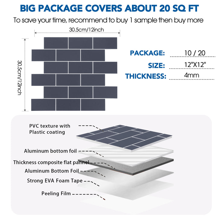 subway tiles big package covers