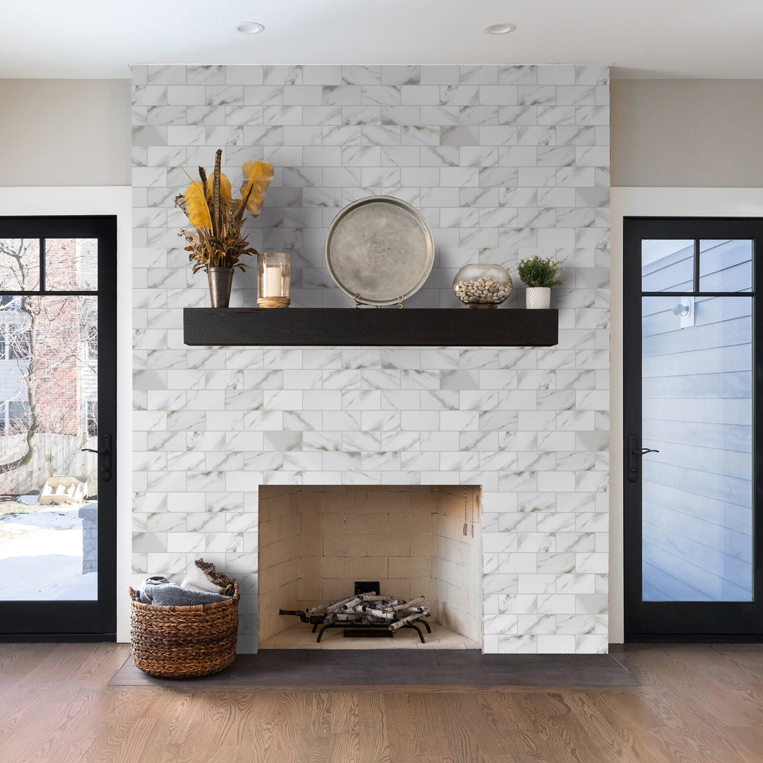 peel and stick fireplace tile