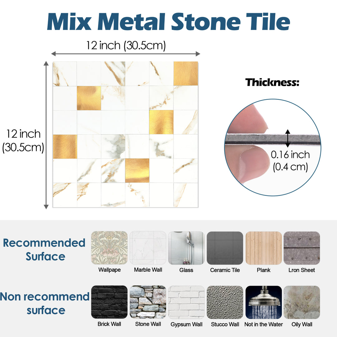 mix metal stone tile