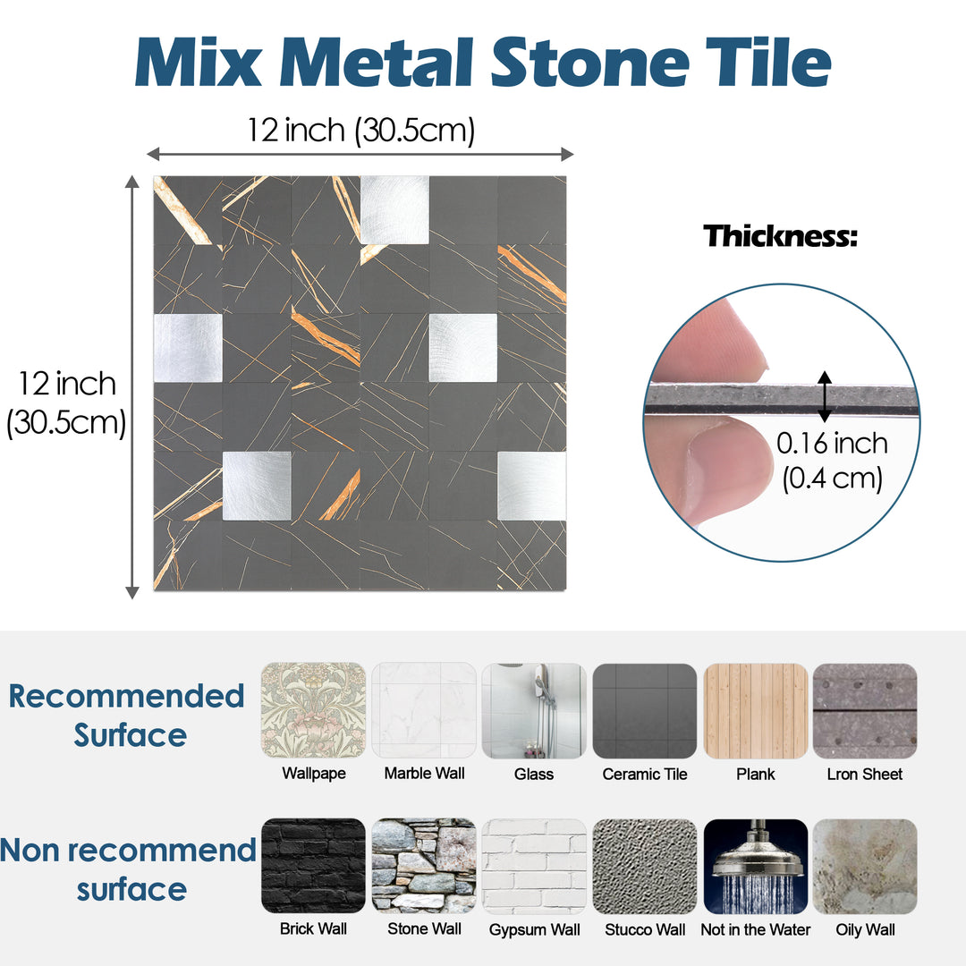 mix metal stone tile