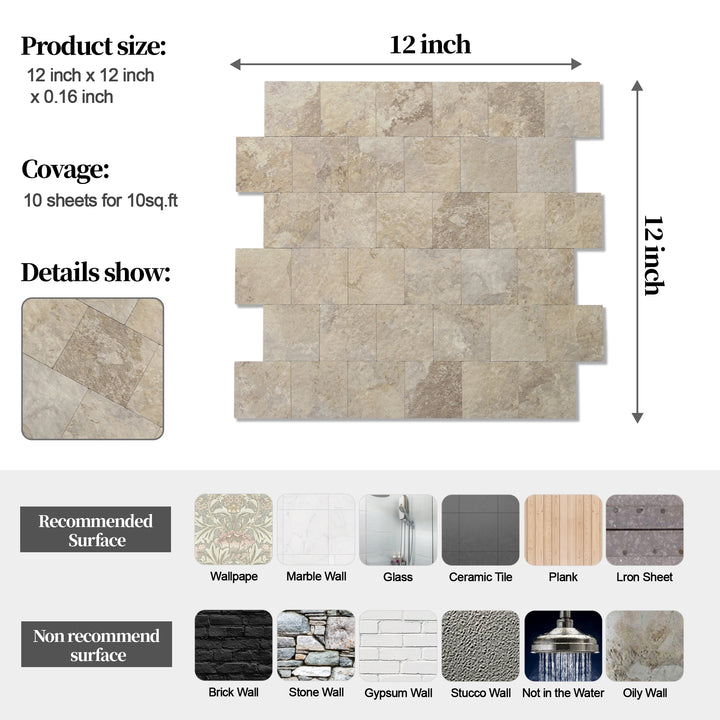 stone tile size