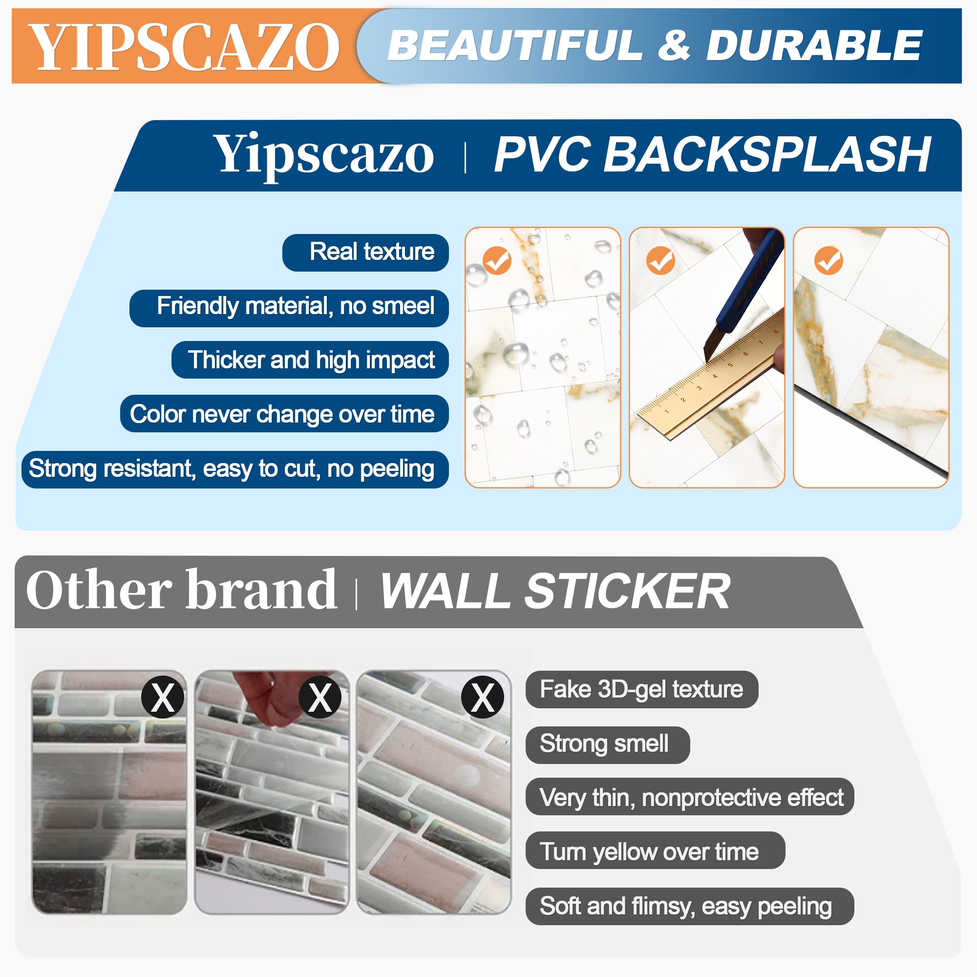 yipscazo pvc backsplash