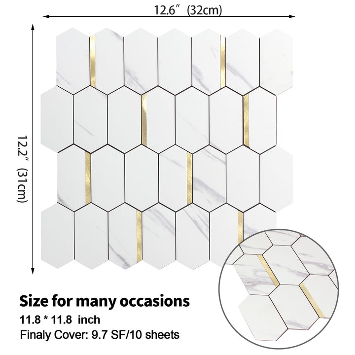 hexagon tile size