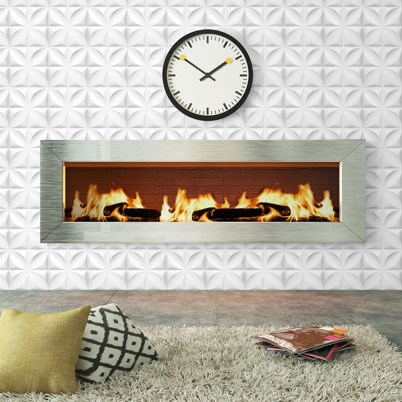wall panels stick on fireplace