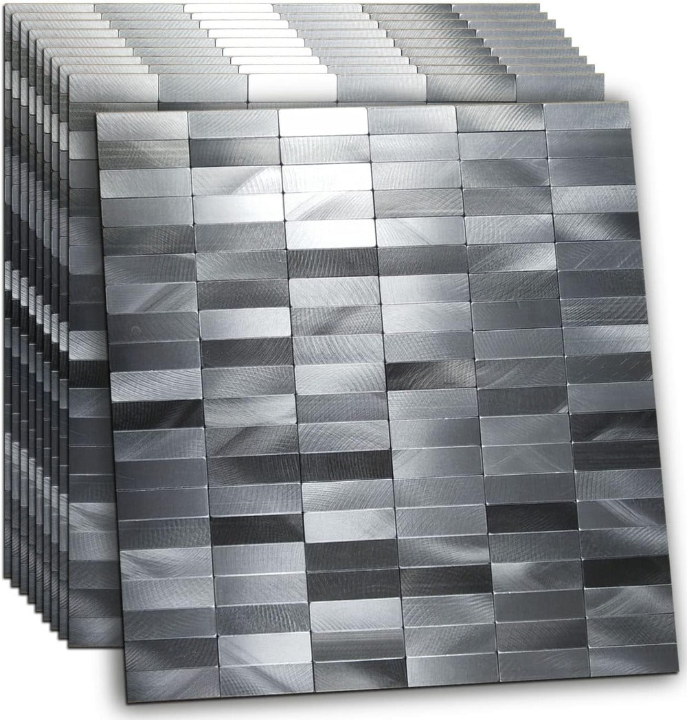Long Silver Grey Peel and Stick Tile