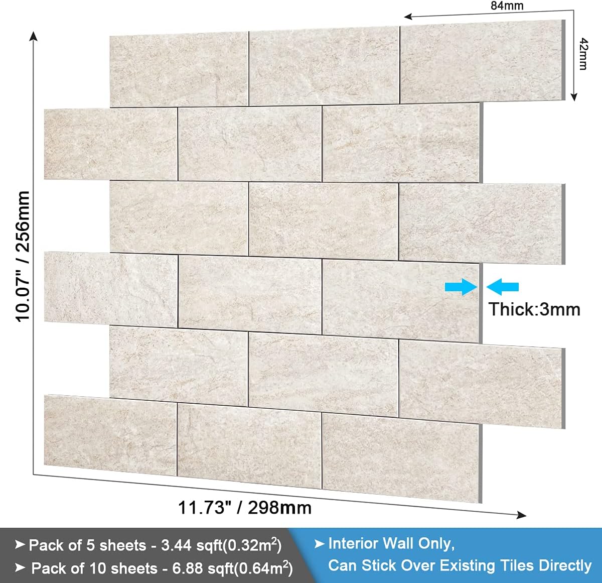 the size of wall tiles