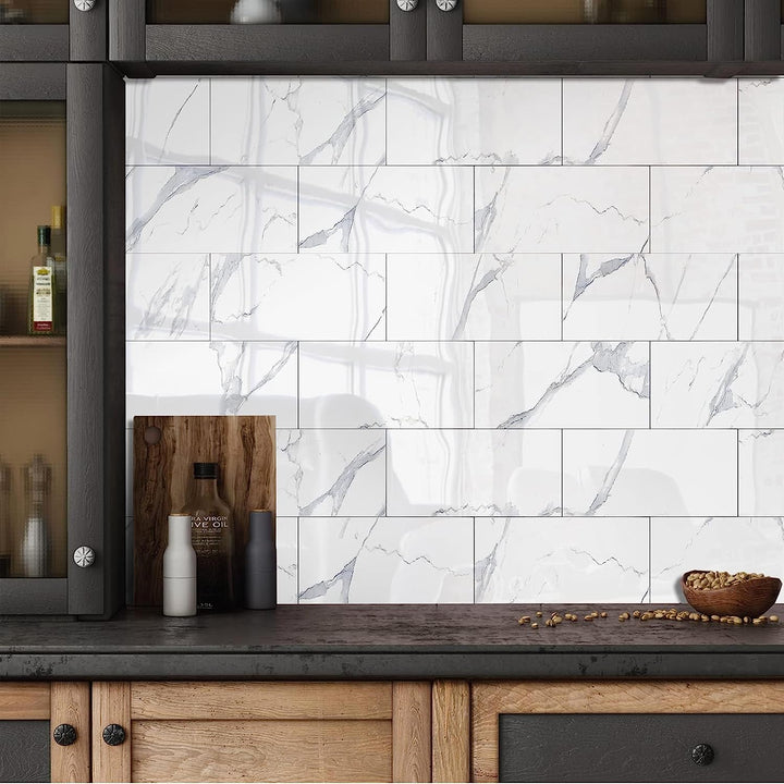 White Marble Peel and Stick Backsplash