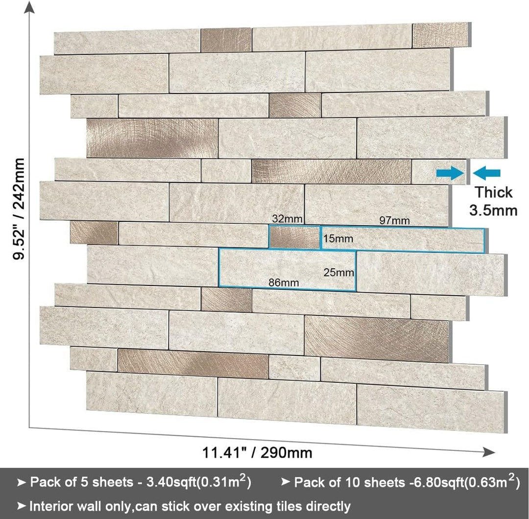 peel and stick tile size