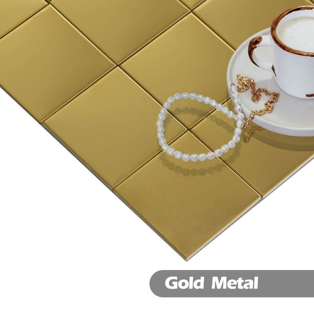 Gold Mirror Metal Tile Detail