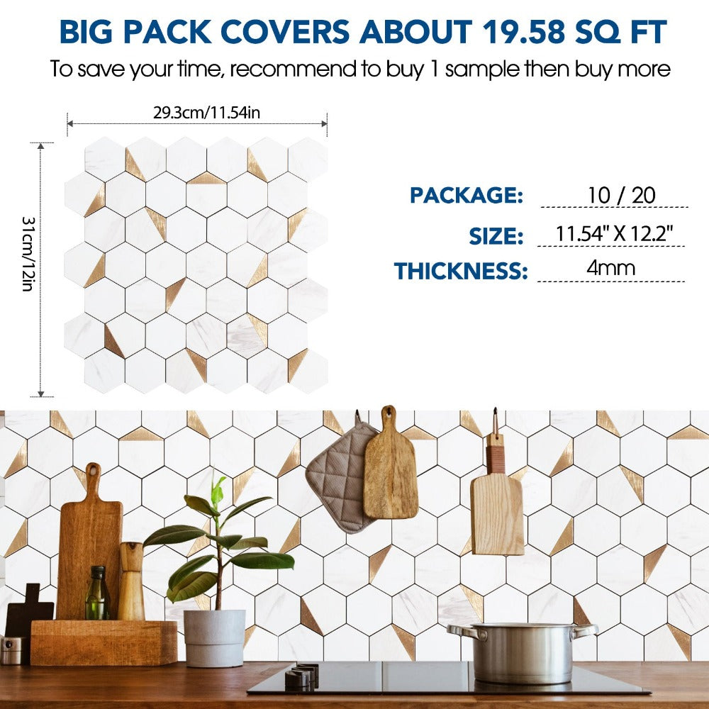 the size of hexagon backsplash tile