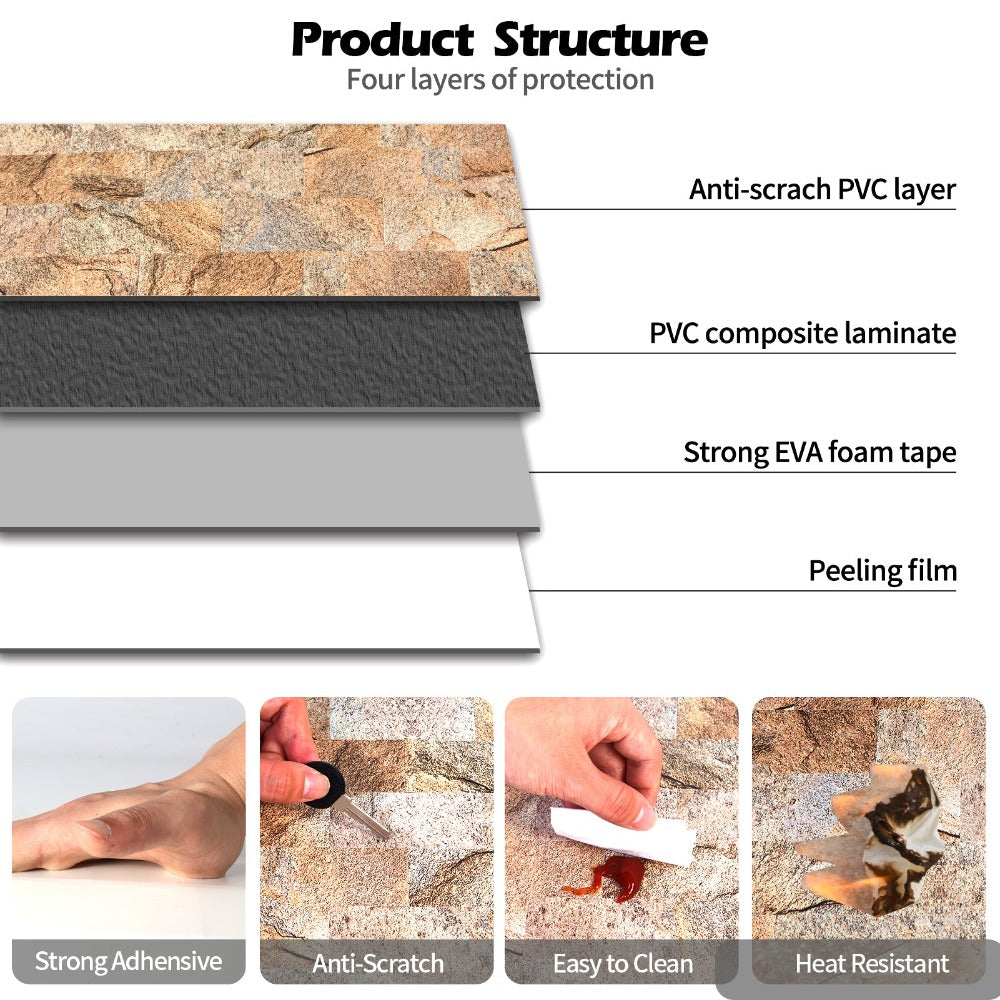 Peel and Stick Stone Texture Tile Structure