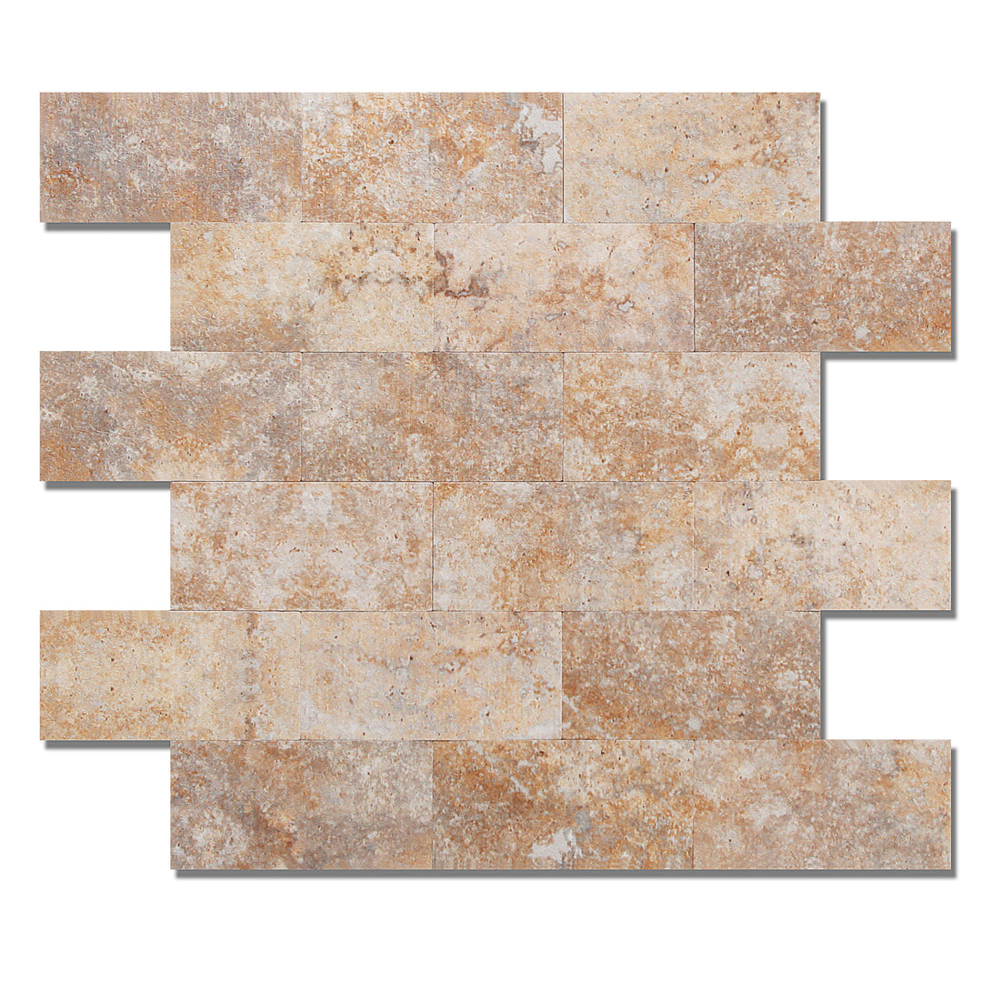 10 sq.ft Tawny Sandstone Peel and Stick Backsplash Subway Tile