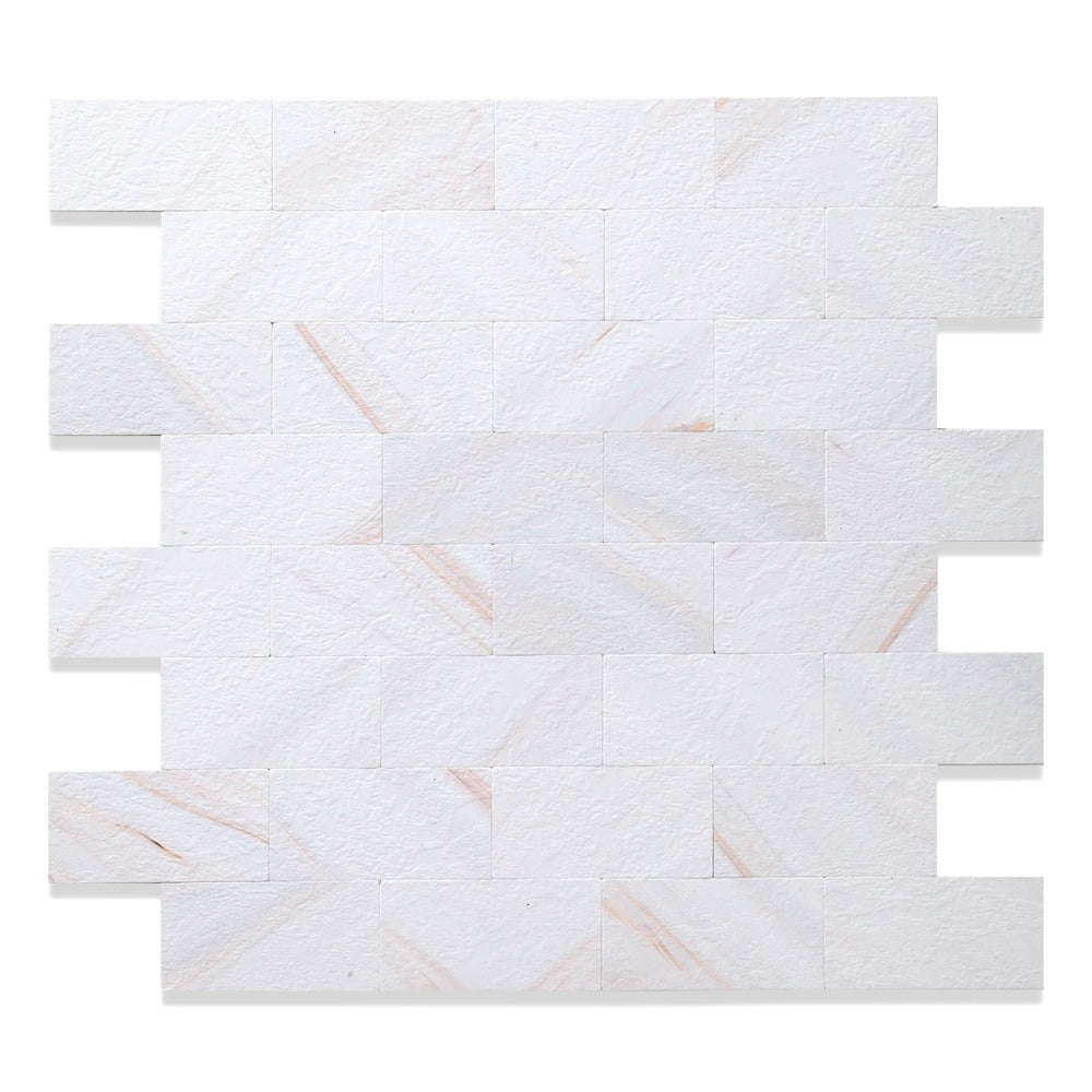 Colorful white Peel and Stick Stone Texture Wall Backplash