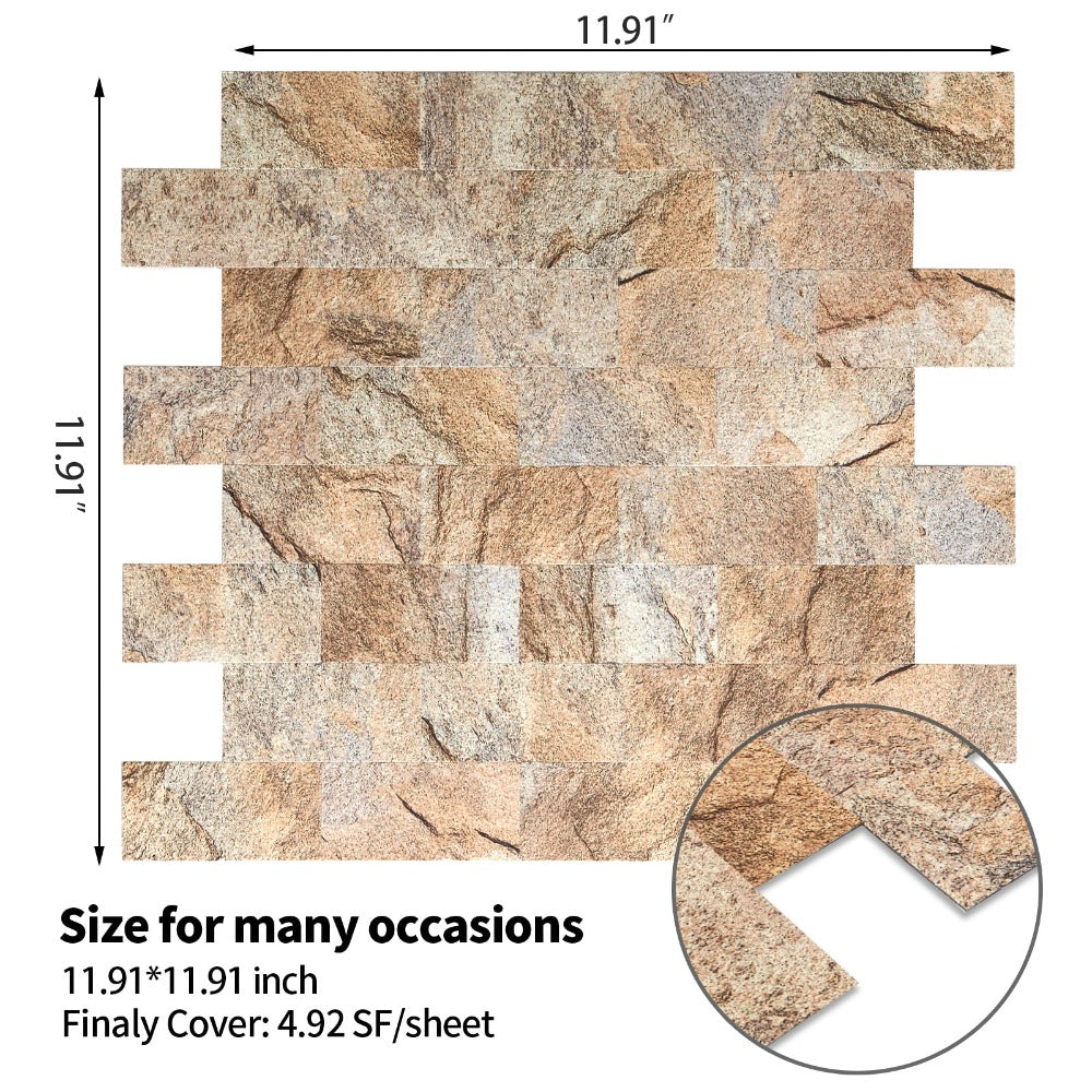 Peel and Stick Stone Texture Tile Size
