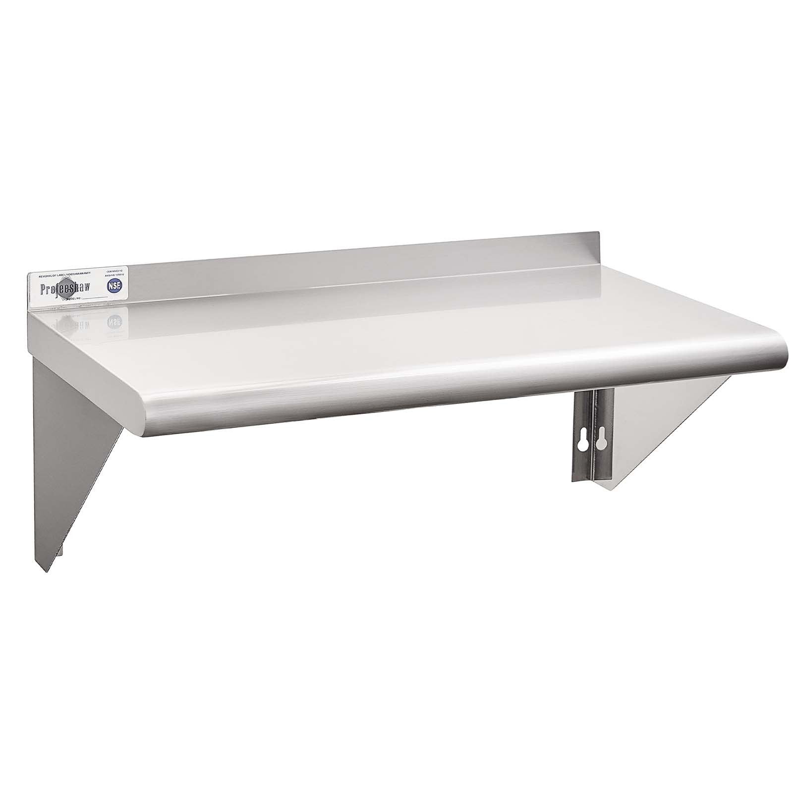 Stainless Steel Shelf 12 x 24 Inches,250lb, Wall Mount Floating Shelving for Restaurant, Kitchen, Home and Hotel