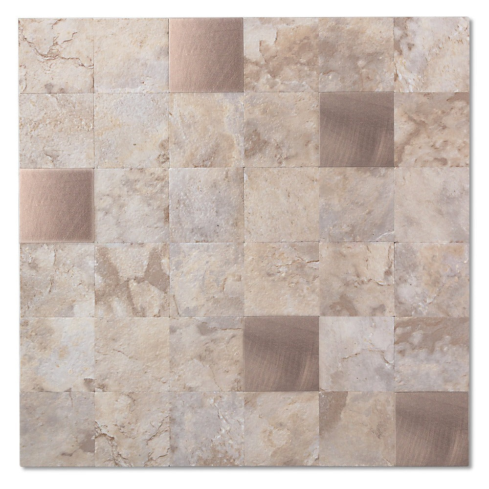 Stone beige kitchen backsplash