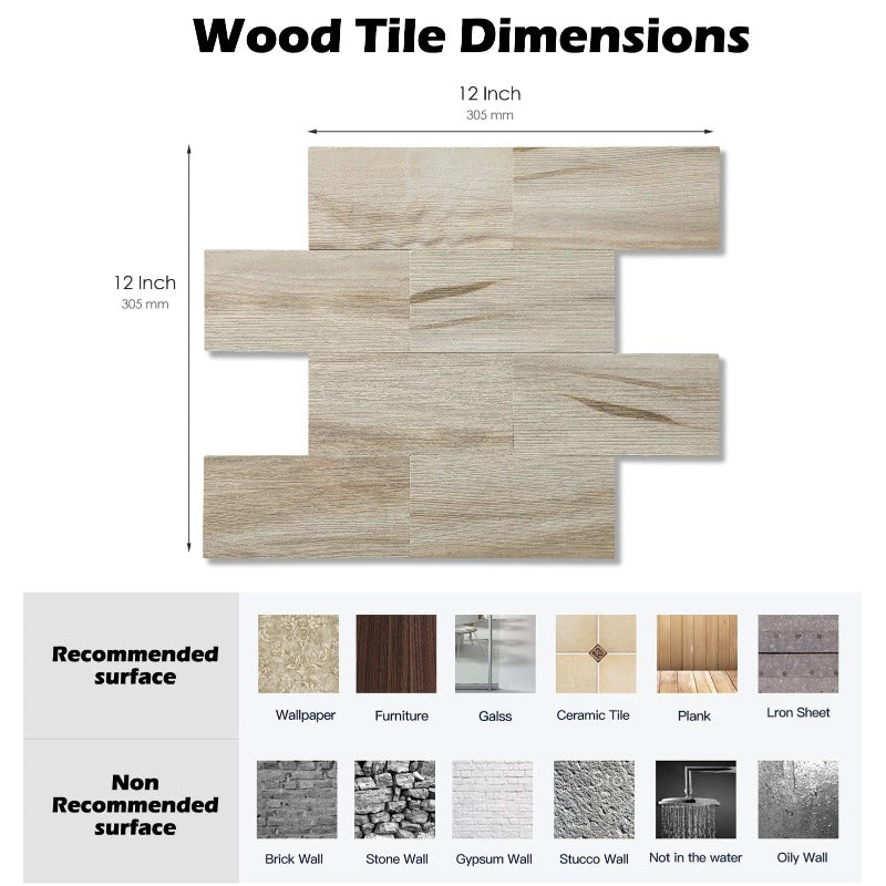 wood tile dimensions 12“ X 12”