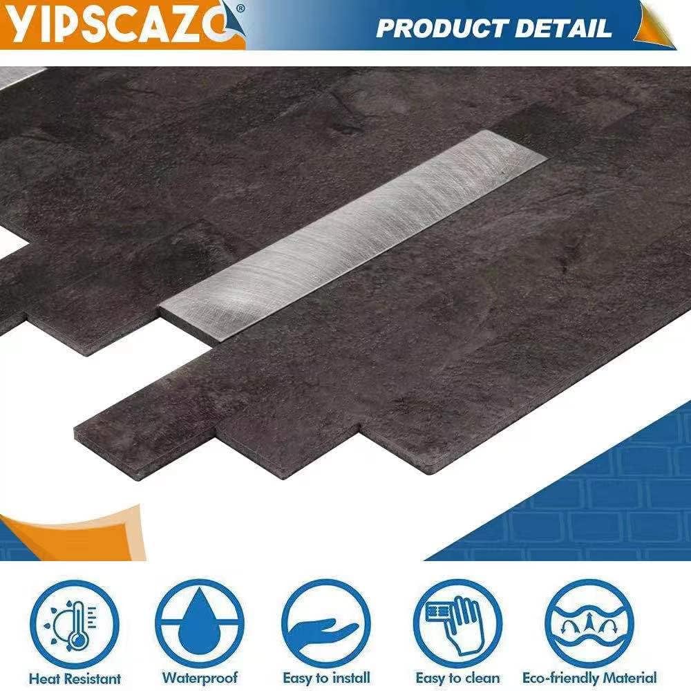 PVC stick on backsplash detail image Linear Blend in Black