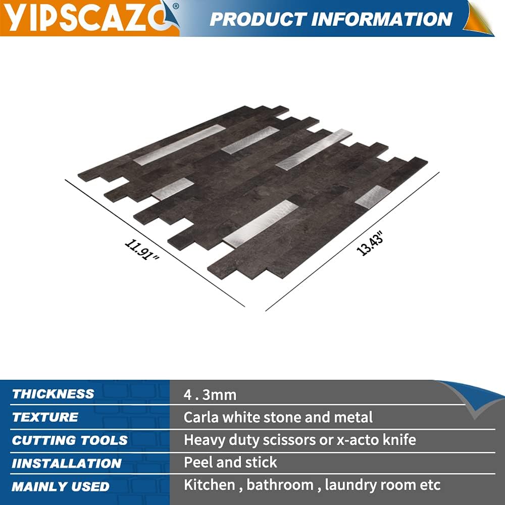 PVC backsplash tile size image Linear Blend in Black