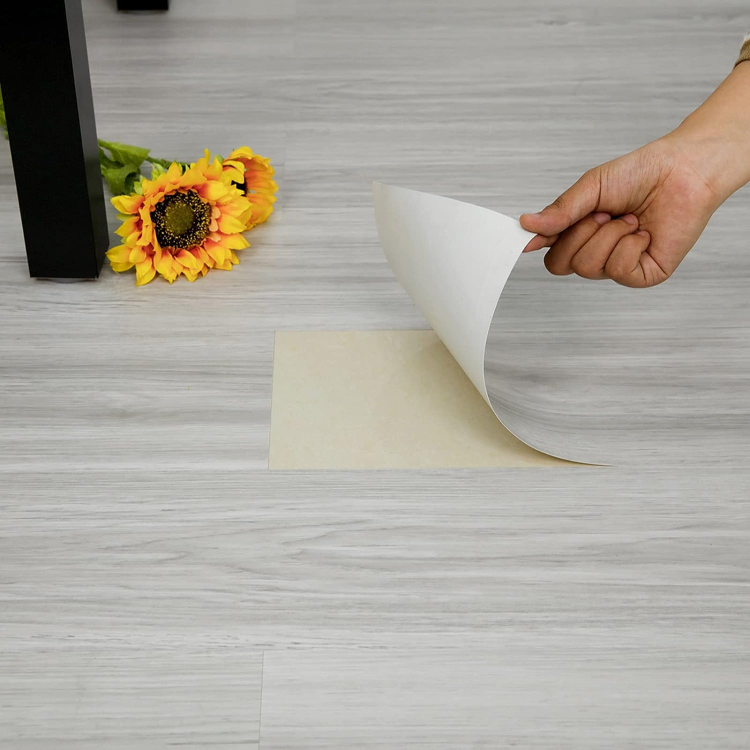Lighr Grey Peel and Stick Floor Tile