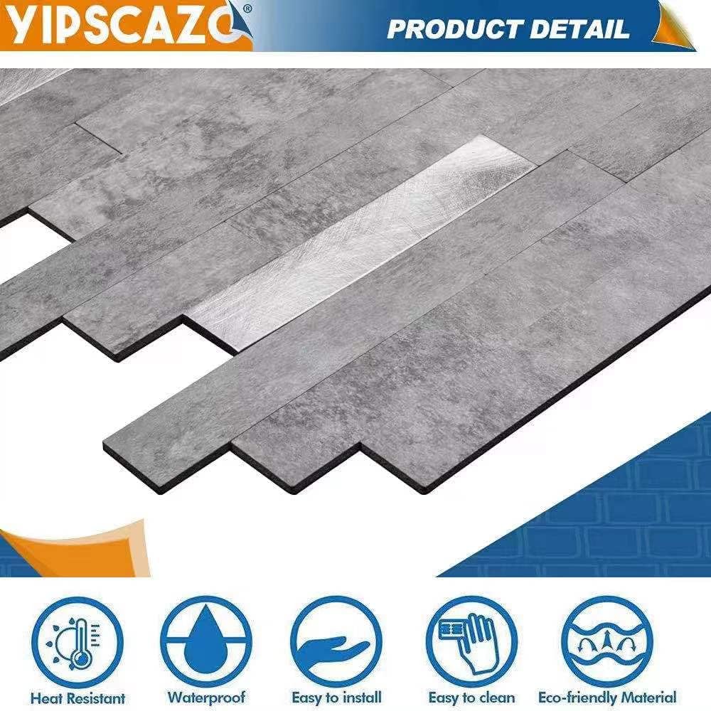 PVC stick on backsplash detail image Linear Blend in Gray