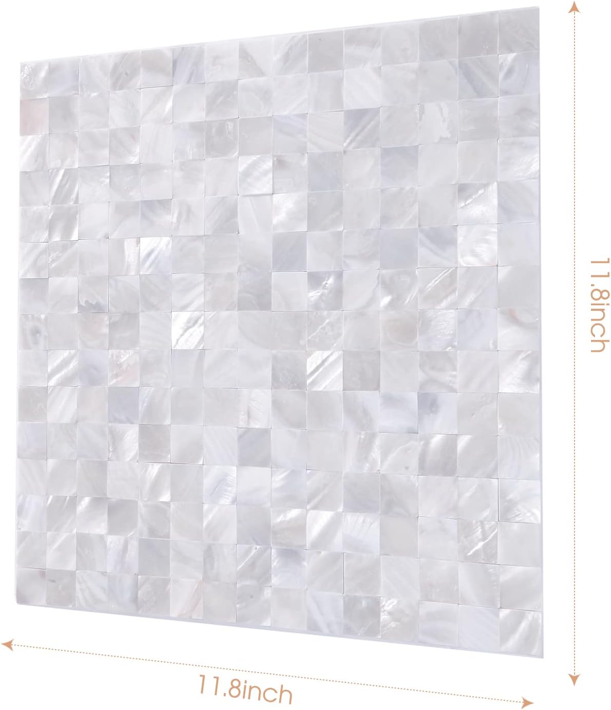 mosaic mother of pearl peel and stick tiles in White Nature detail image