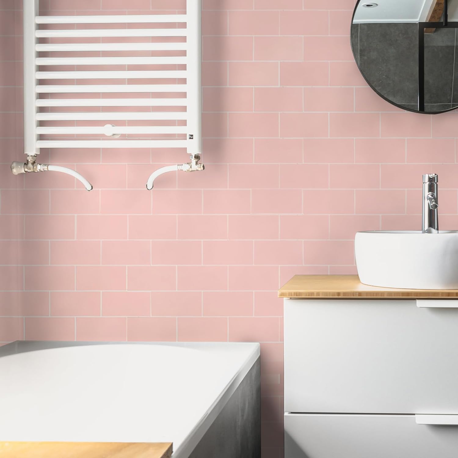 painted subway  backsplash tiles for kitchen in Pink lifestyle image
