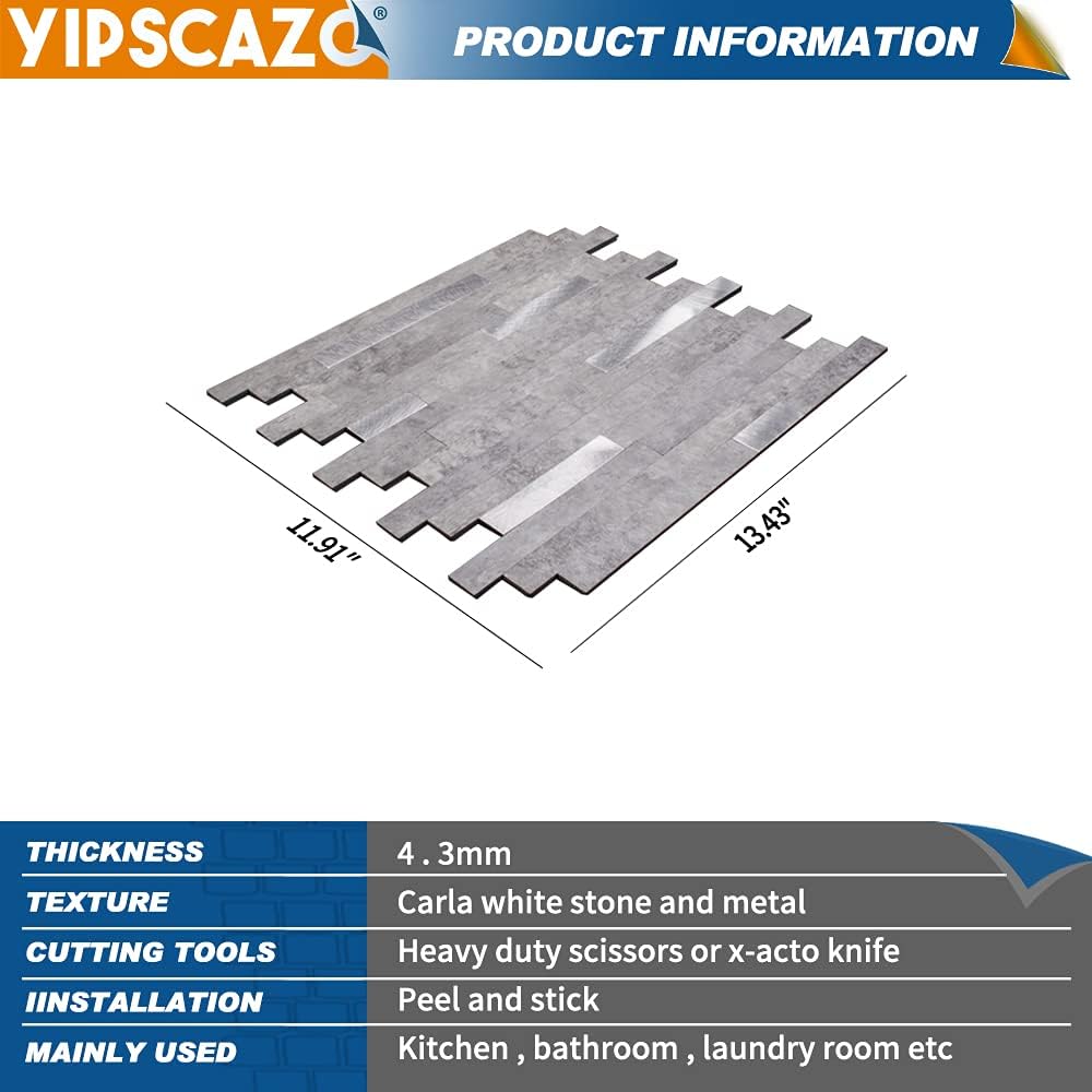 PVC backsplash tile size image Linear Blend in Gray