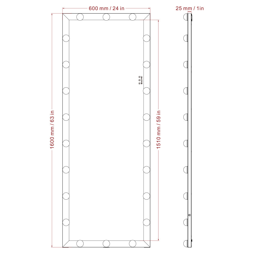 Hollywood Style Full Length Vanity Mirror With LED Light Bulbs