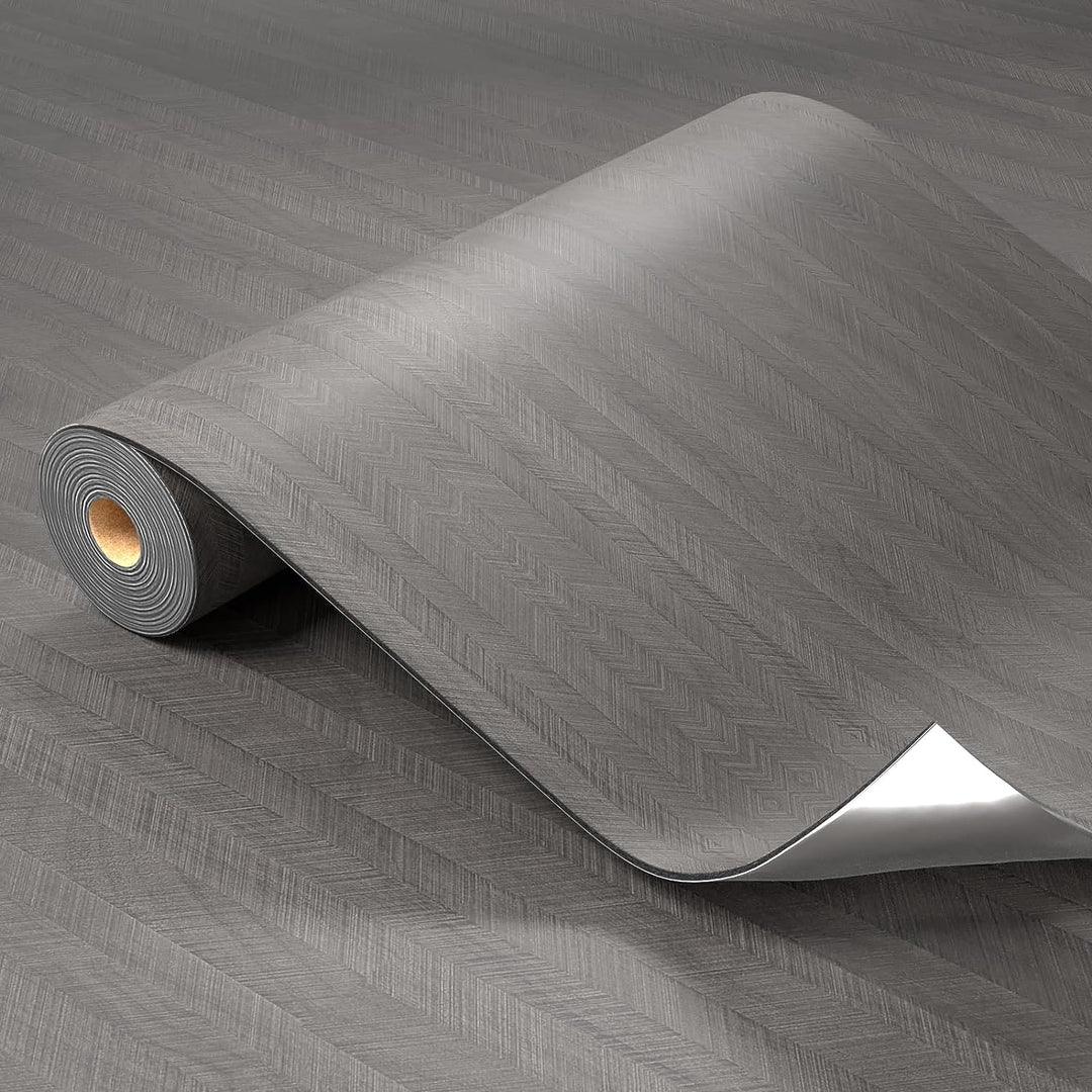 Refined Dark Grey Herringbone Peel and Stick Floor Tiles Vinyl Roll ...