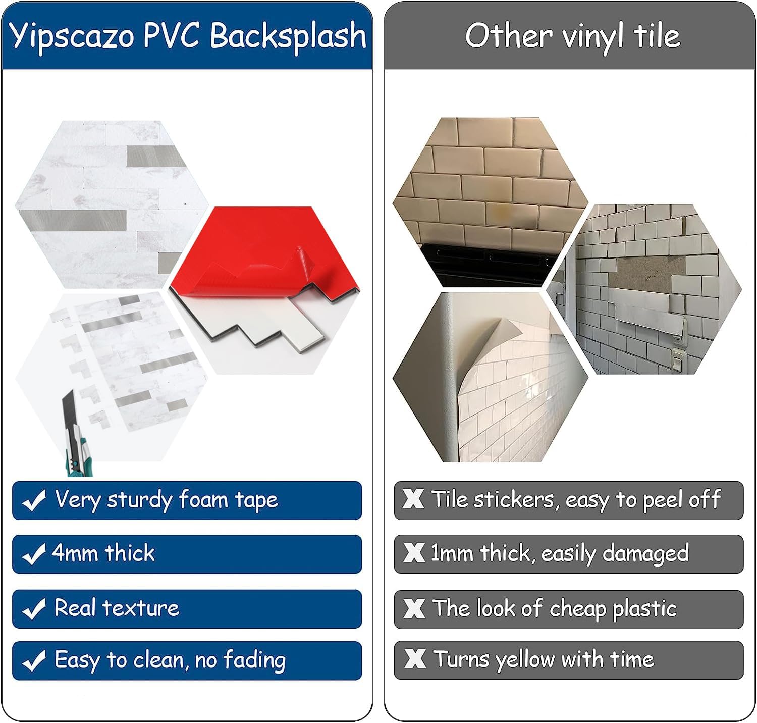 PVC backsplash ideas for kitchen Linear Blend in Kara White Stone