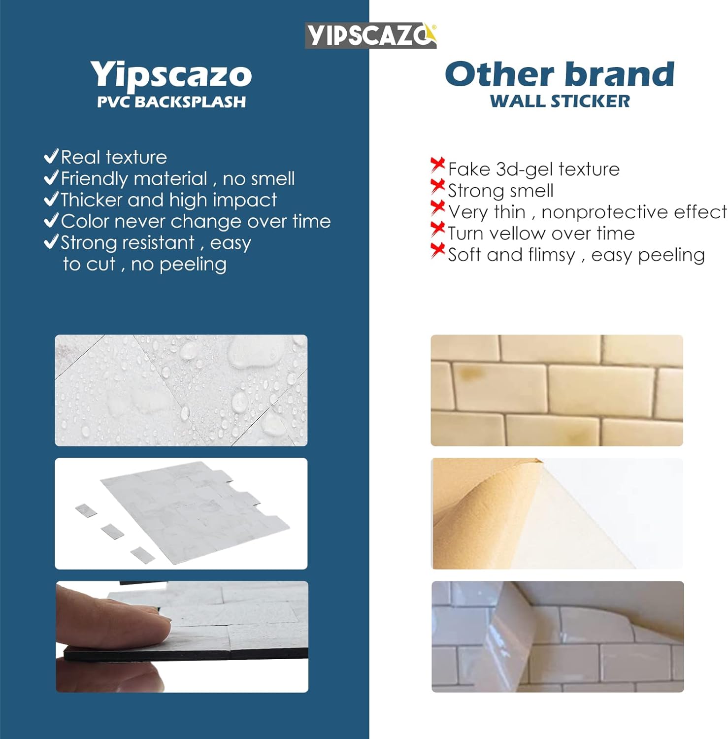 peel and stick kitchen backsplash pvc mosaic in White compare image