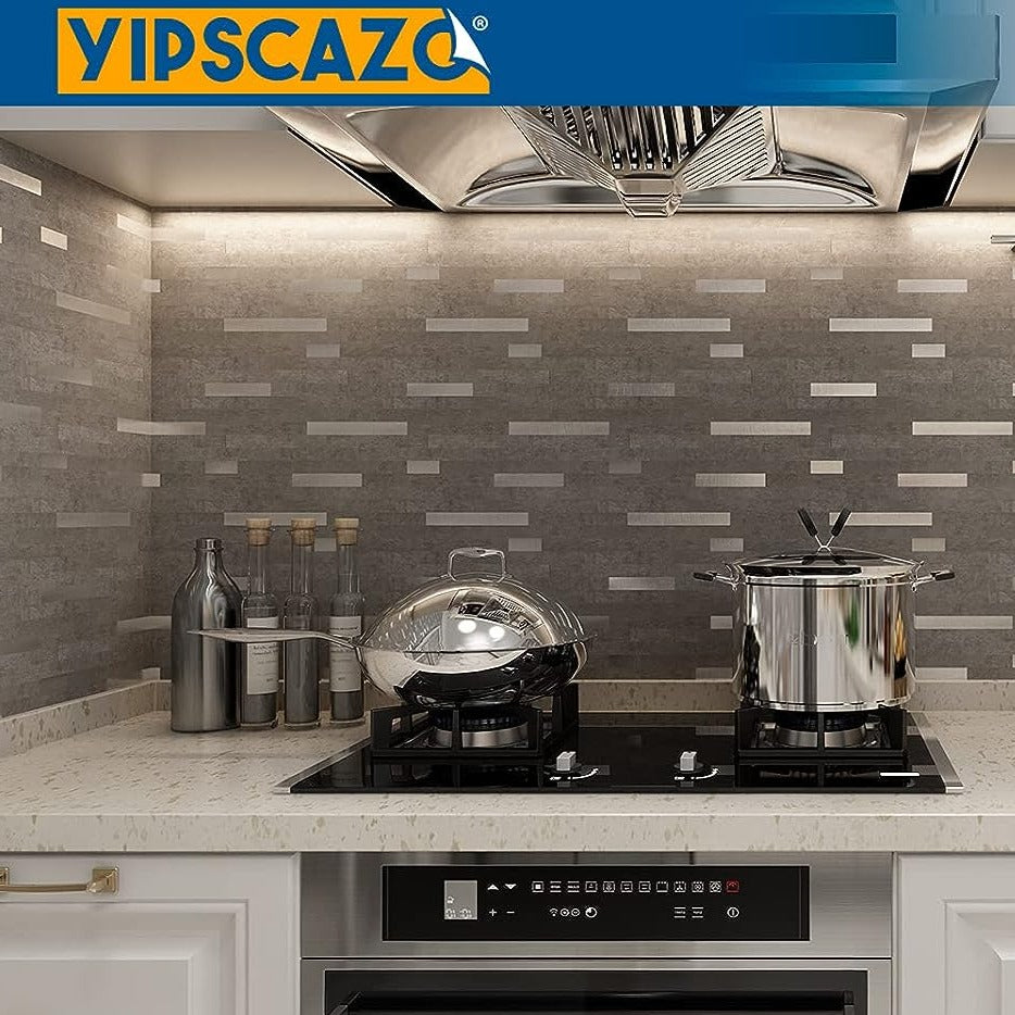 PVC tile backsplash life style image Linear Blend in Gray